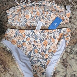 Cupshe Floral Bikini - Cream and Orange